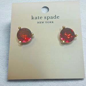 Kate Spade NY Red Gemstone Stud Earrings – NWT, Dust Bag, Elegant Gift
